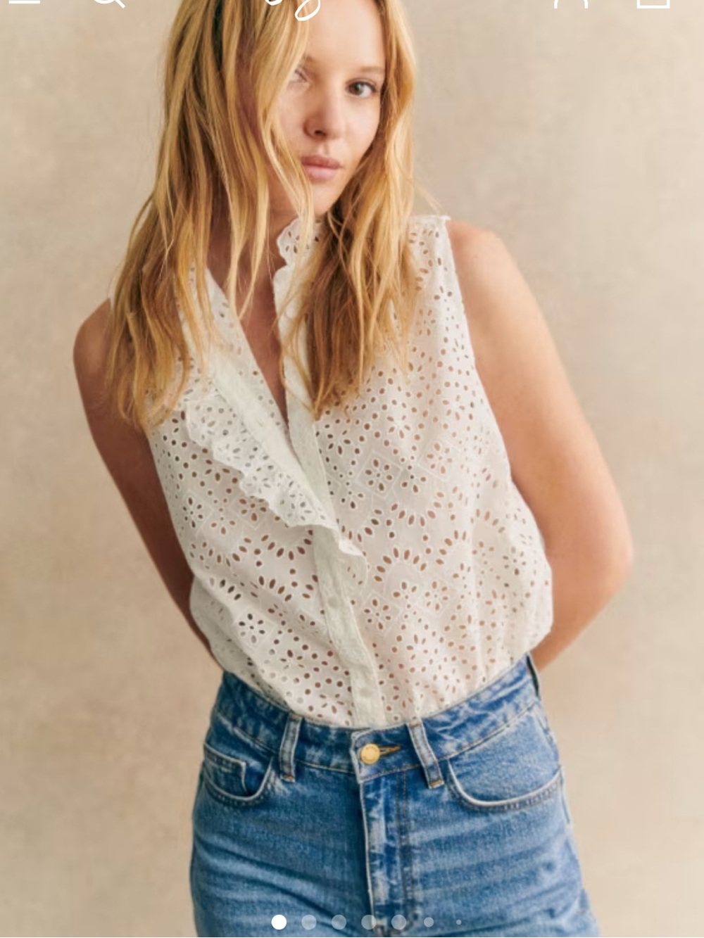 Sézane Celinda Embroidered Eyelet Shirt – EU 44